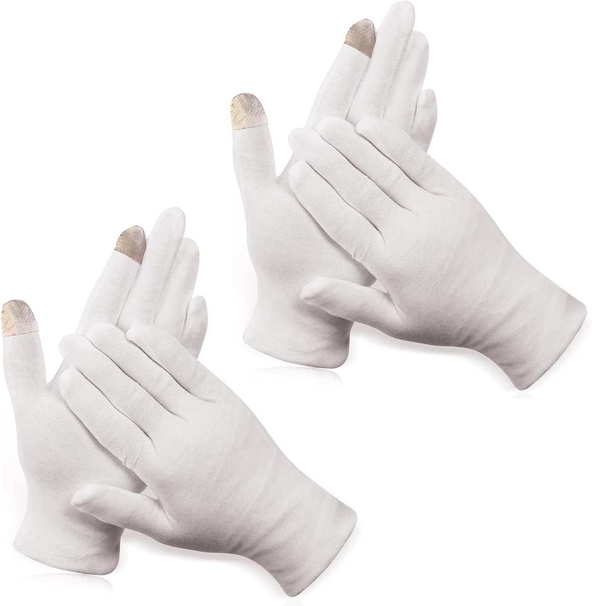 Vochtinbrengende Handschoen, Cosmetica, Wit, met Armband, Herbruikbare Katoenen Handhandschoenen voor Eczeem, Handverzorging, Hoek, Sieraden Check (Touchscreen)