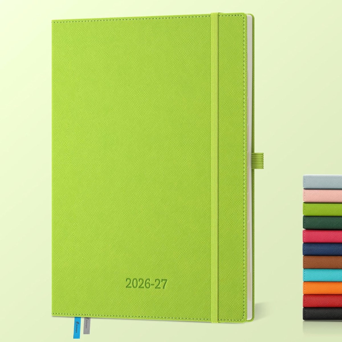 2026 2027: Weekplanner en Notitieboek, Weekagenda A4 Groot Boekagenda(29 x 21,5 cm) van Jul'26 tot Dec'27 Horizontale Planner 18 Maanden, PU Lederen Kaft, Papier 80 GSM, Wasabigroen