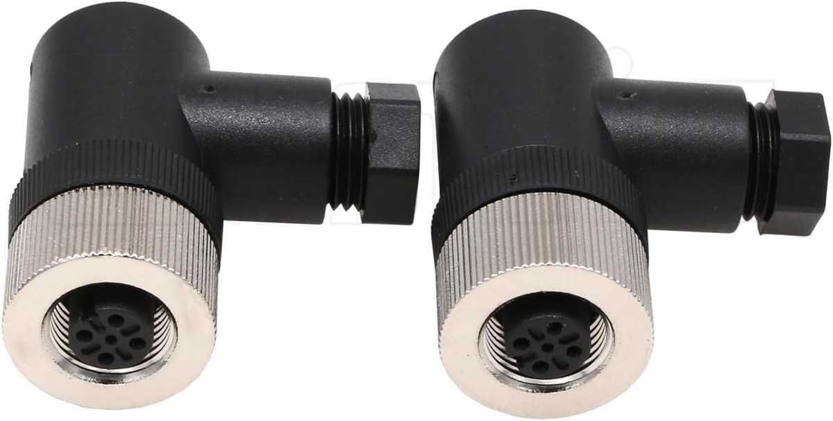 4 Pin Vrouwelijk Aansluiting, 12mm A Code Hoek Rechte Industriële Ronde Aansluiting, Onafgeschermde Veldmontage Bedraad Sensor IP67 250V 4A AC/DC 2 stuks