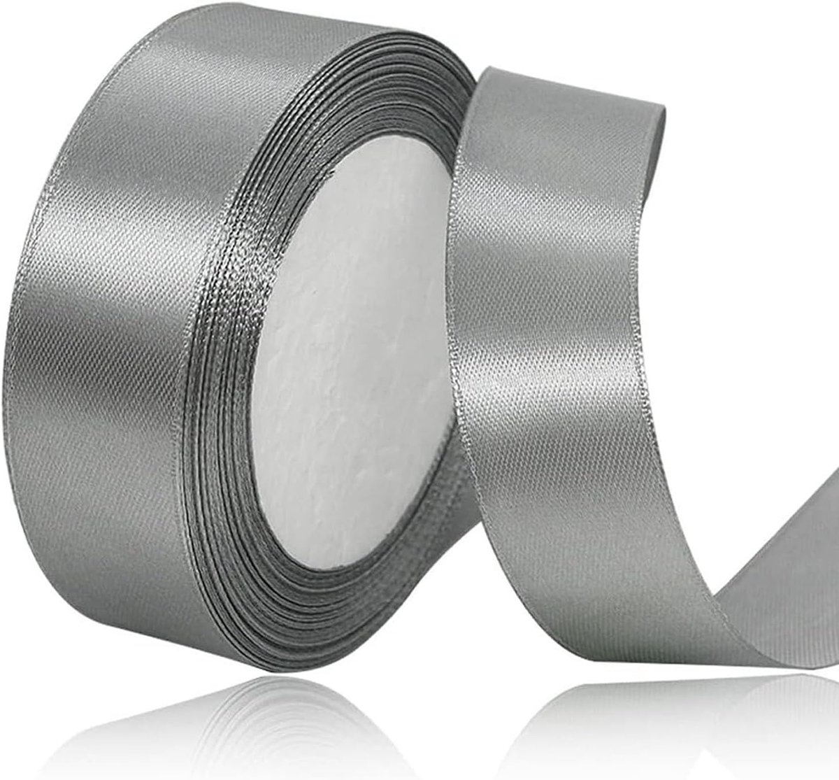 4 cm Zilveren Satijnlint, Satijn Decoratielint Cadeauverpakking Breed Lint voor Jurk Bruiloft, Doop en Verjaardag Cadeaus, Satijn Decoratielint, Decoratief Lint Cadeauverpakking, 22,8M..