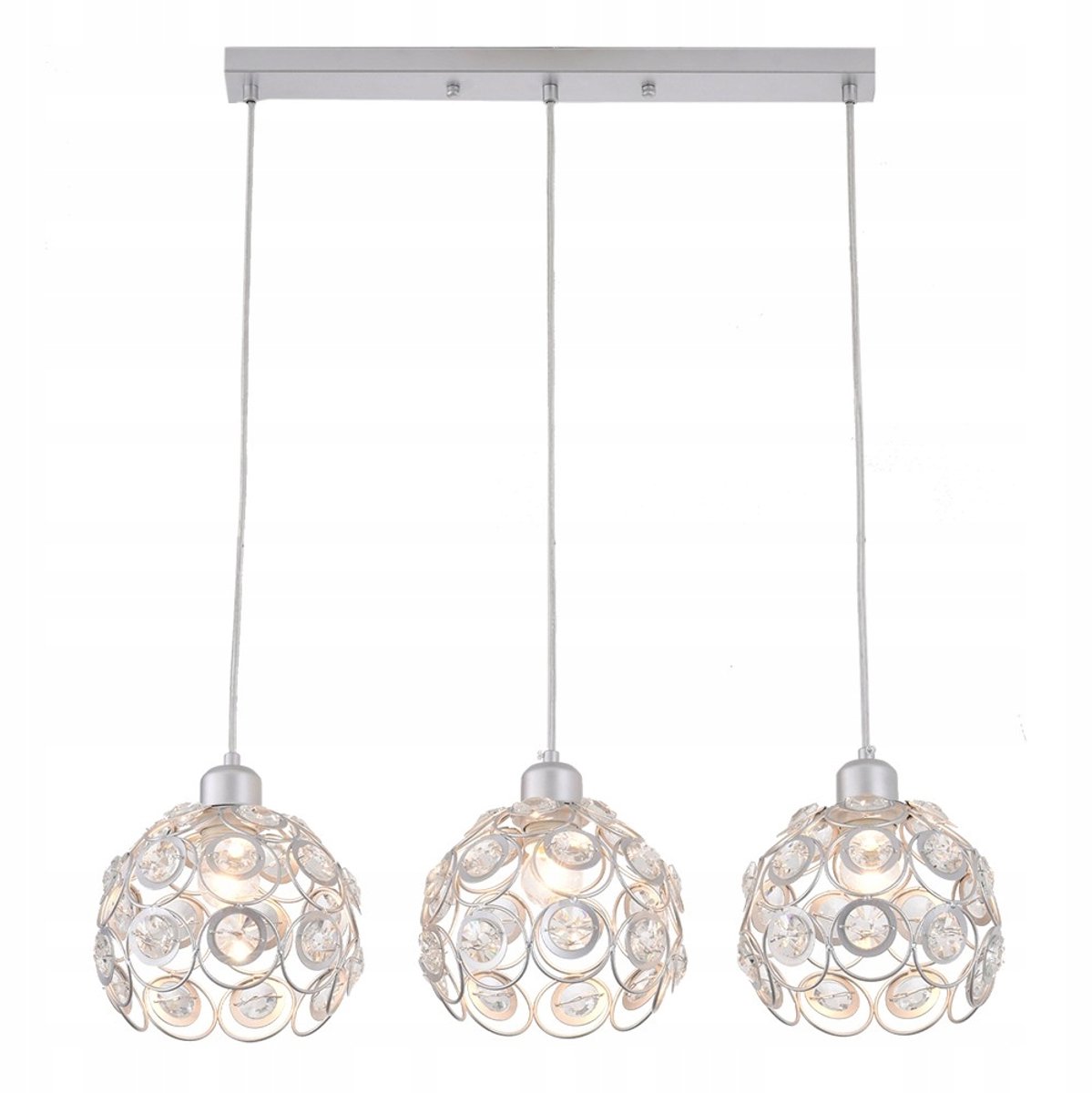 Florence Hanglamp Kristal 3-lichts E27 Zilver 65cm