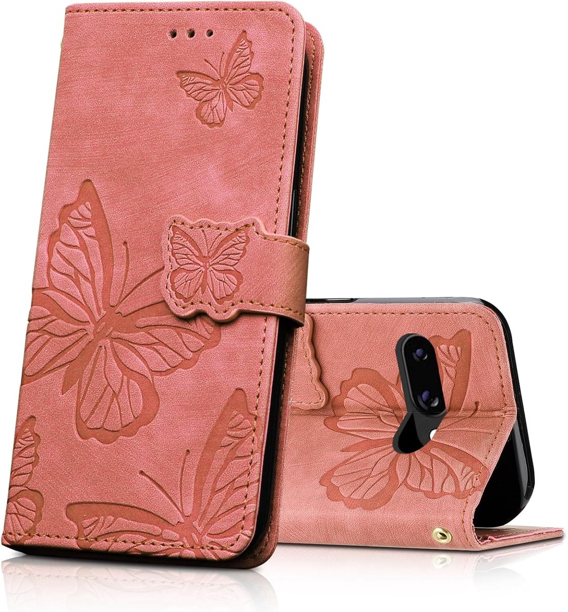 Beschermhoes voor Google Pixel 9a, PU-leren portemonnee, beschermhoes voor Google Pixel 9a, flip case, Google Pixel 9a case, roze