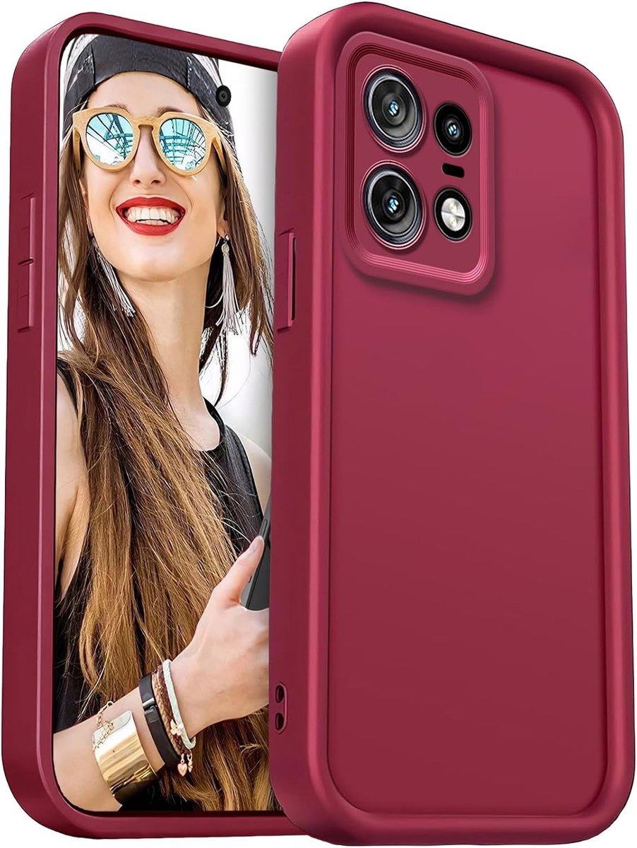 Hoesje voor Motorola Moto Edge 50 Pro 5G - Flexibele Siliconen Hoes Camera Bescherming Schokbestendig Telefoonhoesje Zacht Lichtgewicht TPU Bumper, Wijnrood