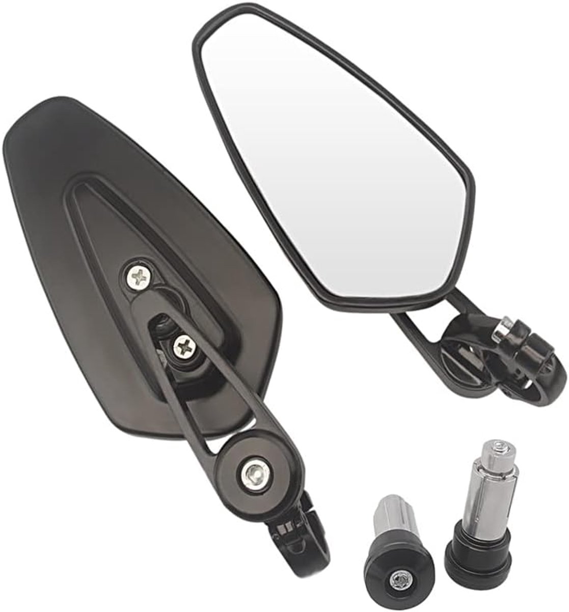 Zijspiegel voor motorfiets, 22 mm, achteruitkijkspiegel voor motorfiets scooter café racer, spiegel (A)