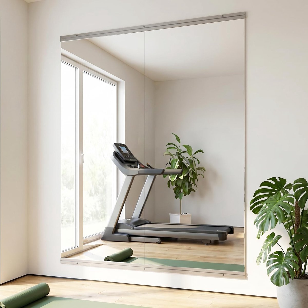 Gym Spiegel, 145 x 122 cm Dansspiegel 2 Stuks Yoga Studio | Kaderloos Grote Volledige Lichaamswandspiegel, voor Thuissportschool, Dansen, Fitness
