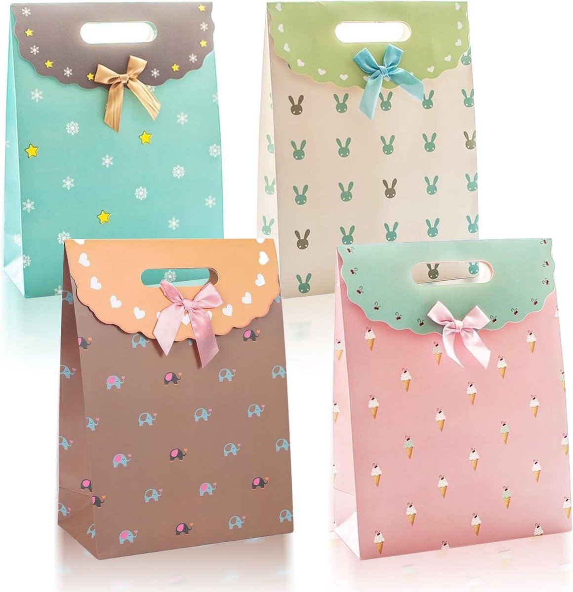 4 kleuren cadeautjes voor kinderverjaardag (beige, koffie, roze, blauw), verjaardagszakjes, cadeautje voor kinderen