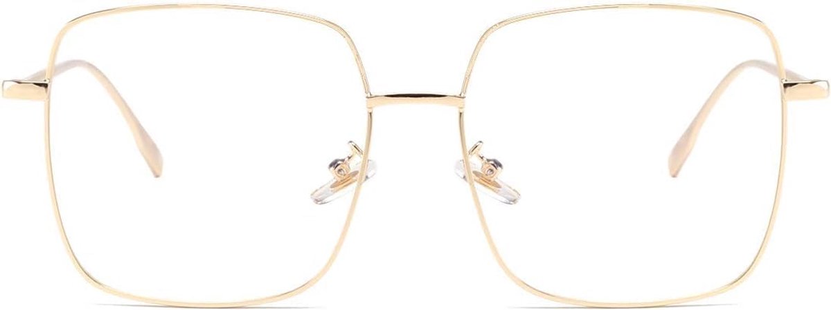 Blauw Licht Blokkerende Bril Computer Gaming Bril Anti Oogestrein Vierkante Metalen Clear Frame Brillen voor Vrouwen Mannen, Goud, Small