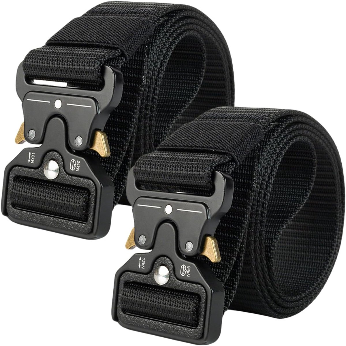 Riem voor heren, set van 2, robuuste en verstelbare werkriem met snelsluiting, 3,8 cm brede militaire tactische riem voor buiten, werk en dagelijks gebruik