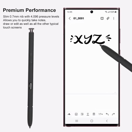 Ultra 5G S Pen Vervanging voor S24 Ultra 5G Touch Stylus Pen, S24 Ultra S Pen zonder Bluetooth, met vervangende tips/penpunten (zwart) — afbeelding 2