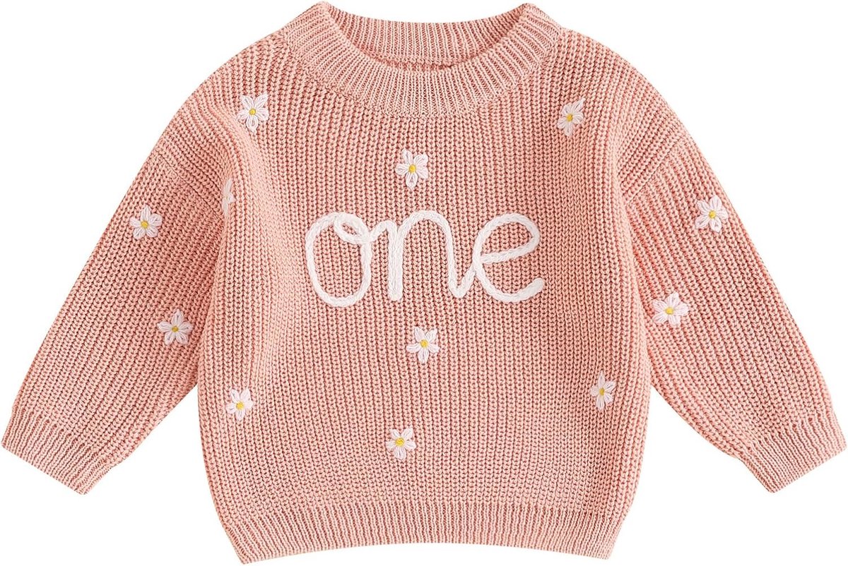Baby Jongen Meisje 1e Verjaardag Gebreide Trui Peuter Lange Mouw Gebreide Trui Casual Top Kleding Outfit Groeit Herfst Winter 1 Jaar