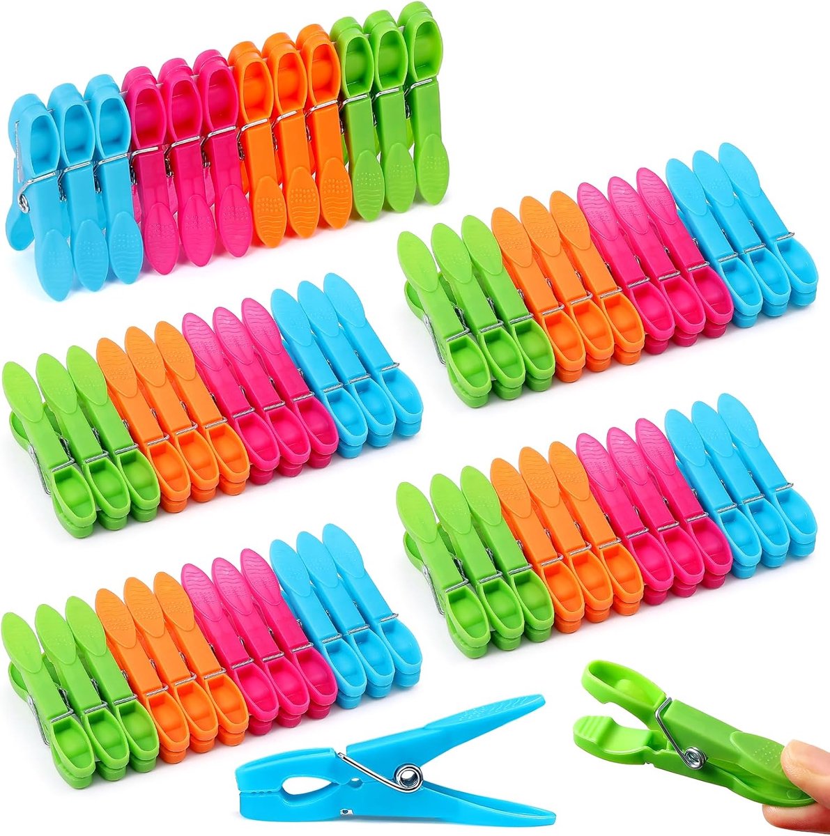 Wasknijpers, kleurrijke kunststof klemmen, sterke klemkracht, ideaal voor sokken, handdoeken, kleding