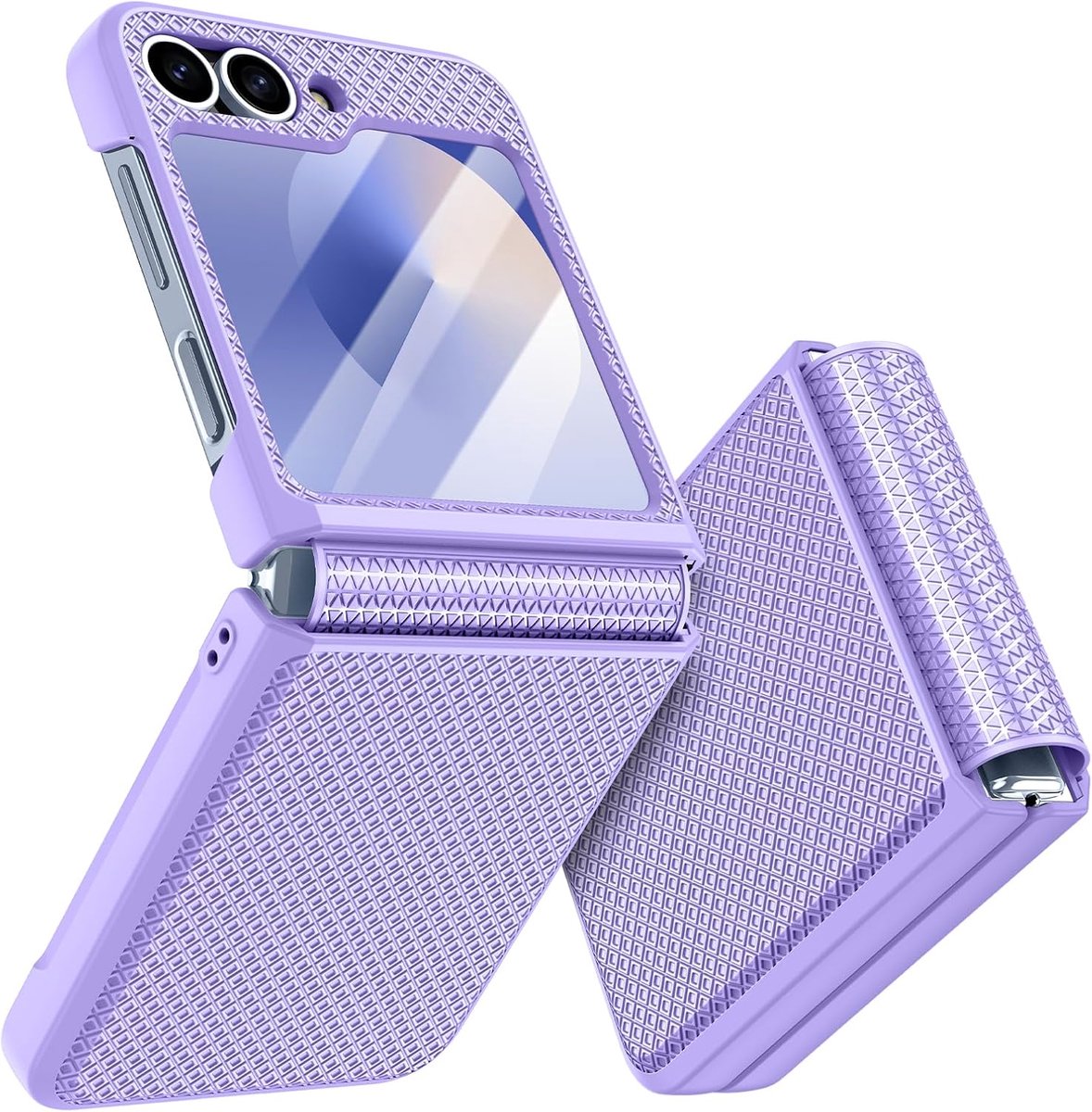 Hoesje voor Samsung Galaxy Z Flip 6/Flip 7 FE [Niet voor Flip 7], met schermbeschermer en scharnierbescherming, slanke pasvorm, stijlvolle textuur, antislip, hard, schokbestendig
