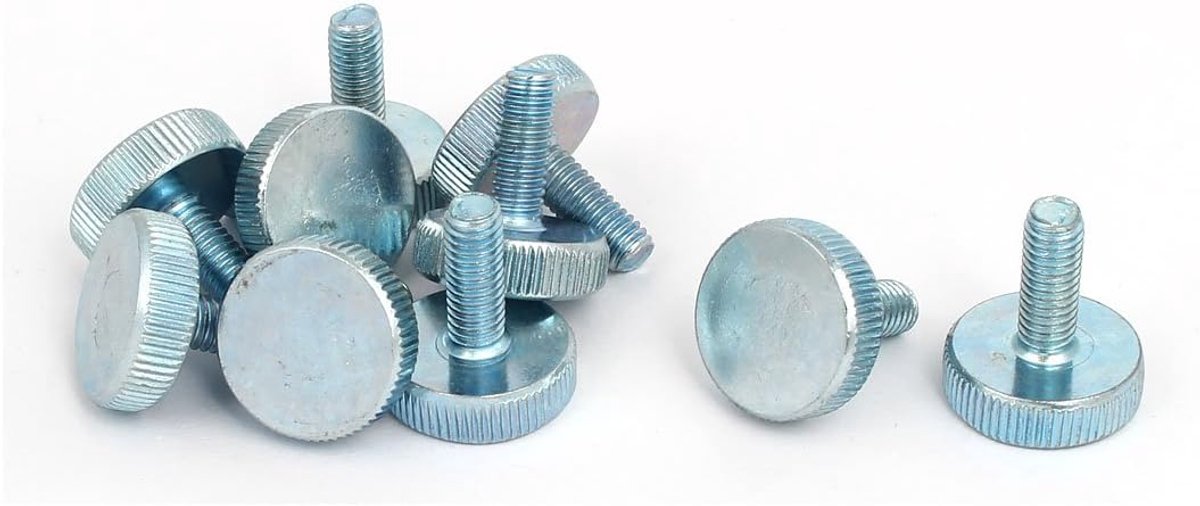 X 16 mm Knurled Head Flat Point volledig Threaded Thumb Screws Fastener 10 stuks