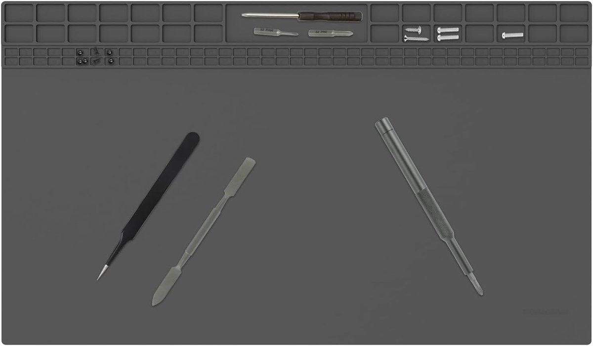 Soldeermat, siliconen, 500 °C, hittebestendig, 60 x 35 cm, magnetische werkmat, siliconenmat, robuust, magnetische reparatiemat voor laspistolen, elektronische producten, mobiele telefoons