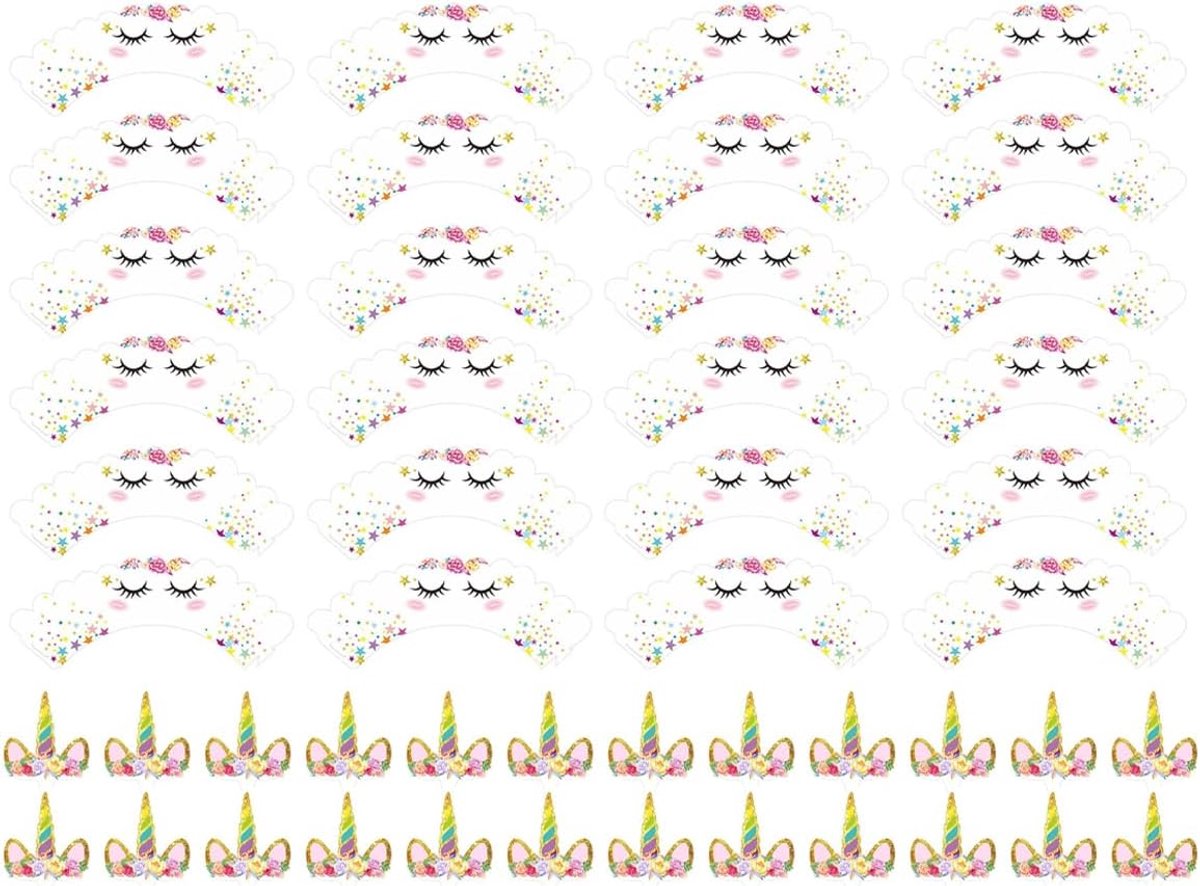 24-delige cupcake decoratie wimper papieren beker verjaardagsfeestje eenhoorn cupcake verpakking voor jongens en meisjes verjaardag thema feest bruiloft verjaardag thee party