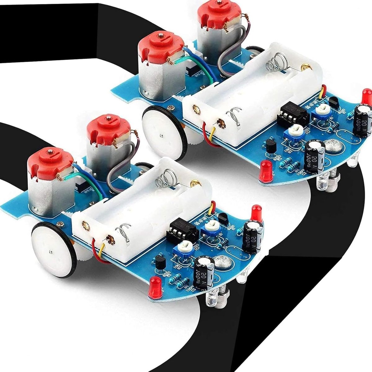 2 stuks schoolonderwijs praktijk solderen elektronica kit, Smart Car solderen project kit, lijn na robot DIY elektronica onderwijs school wedstrijd soldeer bouwset