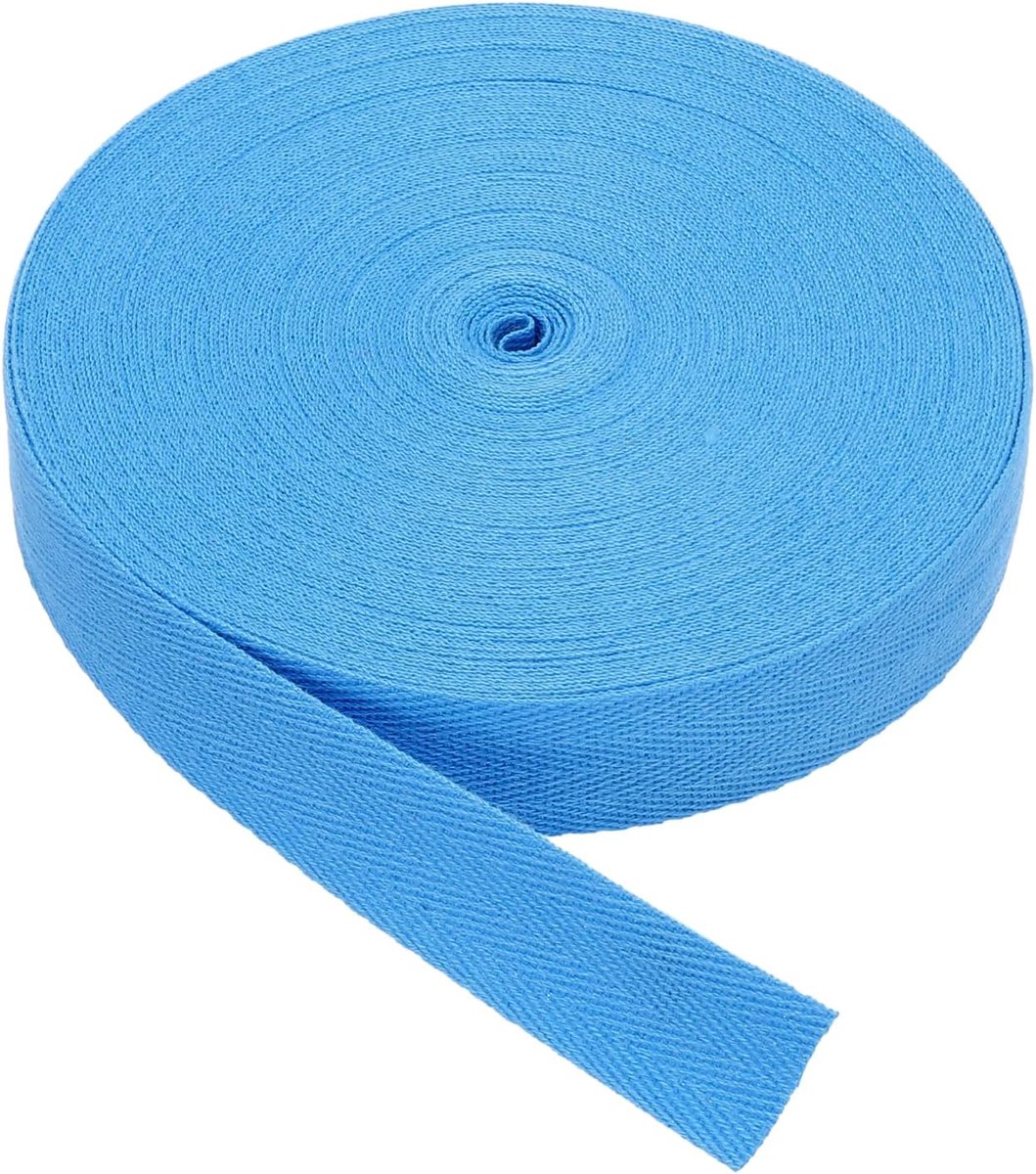 Katoen Twill Tape 1 Inch 25 Yards Katoen Lint Bias Binding Tape Visgraat Webbing Trim voor Naaien Gift Wrapping Craft DIY Licht Cyaan