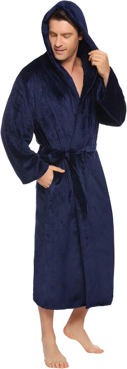 Heren ochtendjas, warme gewaden Flanel zachte badjas Fluffy Housecoat voor de winter — afbeelding 4