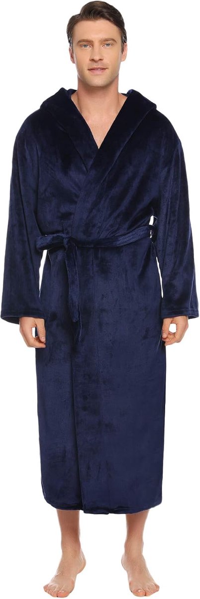Heren ochtendjas, warme gewaden Flanel zachte badjas Fluffy Housecoat voor de winter — afbeelding 5