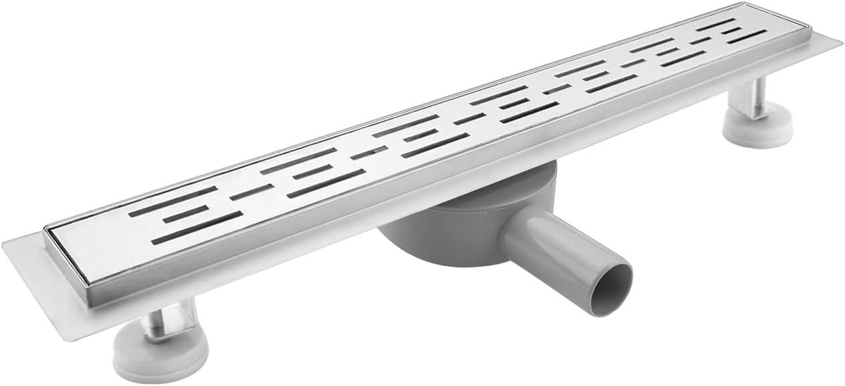 Doucheafvoer 70cm | Roestvrijstalen douchegoot met 360° sifon geurstop en haarfilter, doucheafvoer, complete set