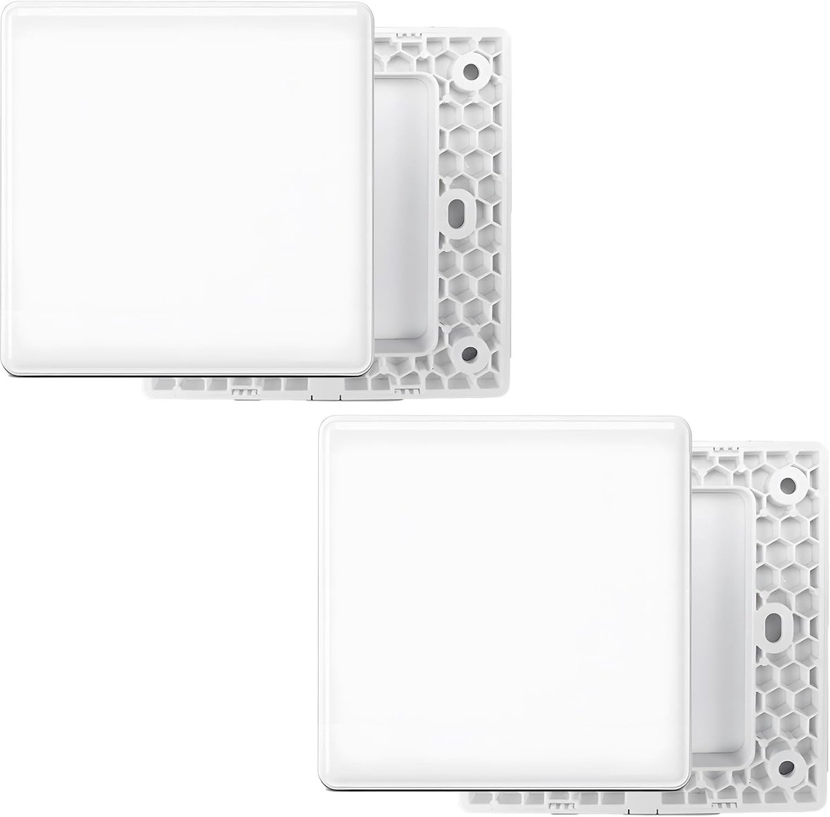 4 stuks blinde wandplaten, inbouwblinde afdekking, 8,6 x 8,6 cm, stekkerafdekking, elektrische afdekkingen voor ongebruikte stopcontacten of schakelaars, schroefloze wandgatplaat, wit