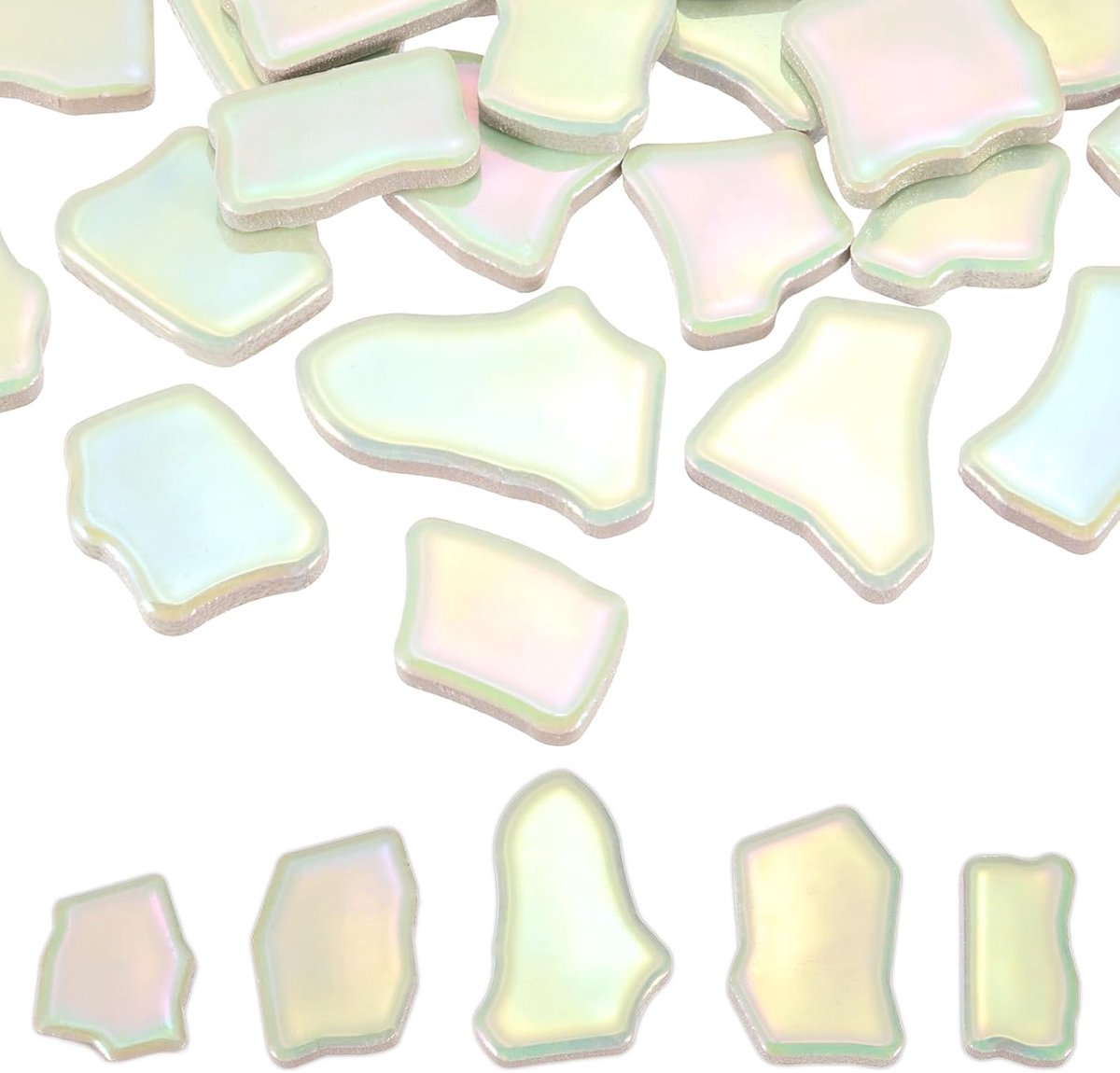250 g/0,4 kg Onregelmatige Keramiek Mozaïek Tegels, 0.77"-1.5" Mozaïek Gebeitste Tegel Gebroken Porseleinen Stukken Stenen Bulk voor DIY Craft Maken Vazen Woondecoratie, Glanzend Groen