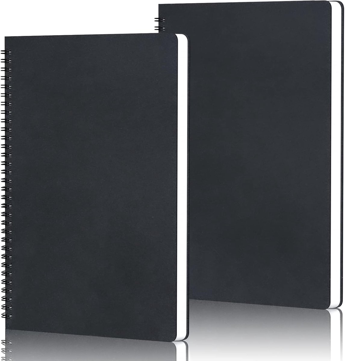 Notitieboek B5 Blanco - 2 stuks Spiraalbinding Notitieblok - 100GSM Papier Blanco Notitieblok B5-18.5x26cm 60 Vellen Dagboek Spiraalblok - Schrijfblok Reisdagboek, Zwart