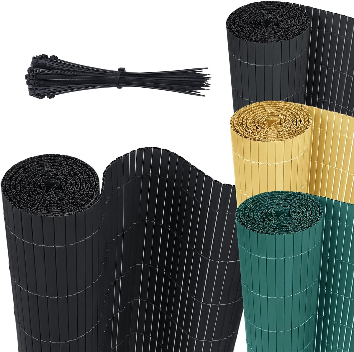 Zichtscherm, pvc, inkijkbescherming, bescherming tegen wind, ondoorzichtig, voor tuin, balkon en terras, bamboe, 90 x 800 cm, antraciet