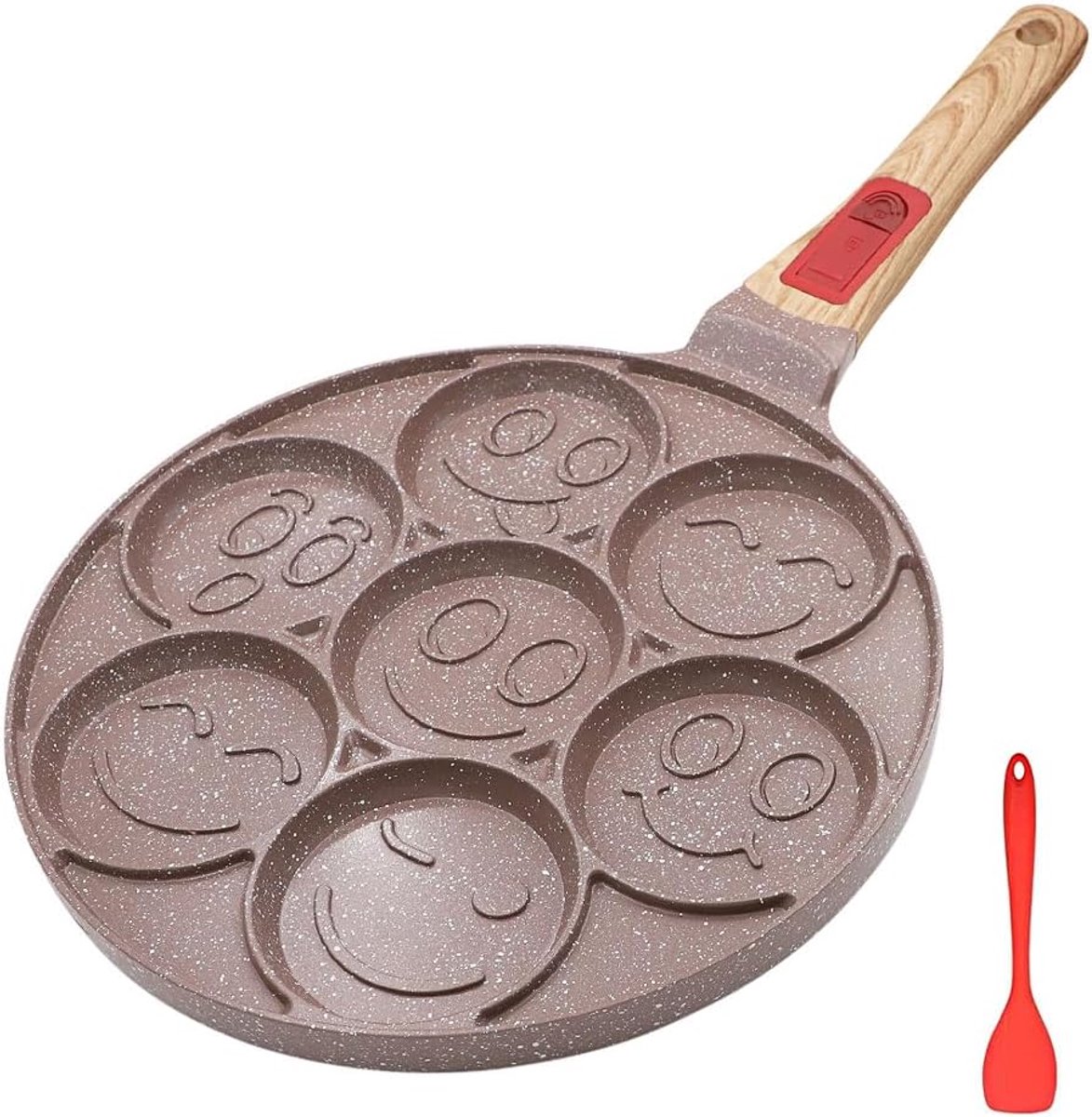 Keramische Pannenkoek Pan met 7 Hole Nonstick Bakplaat, Smiley Face Mold en Afneembare Handvat voor Kinderen
