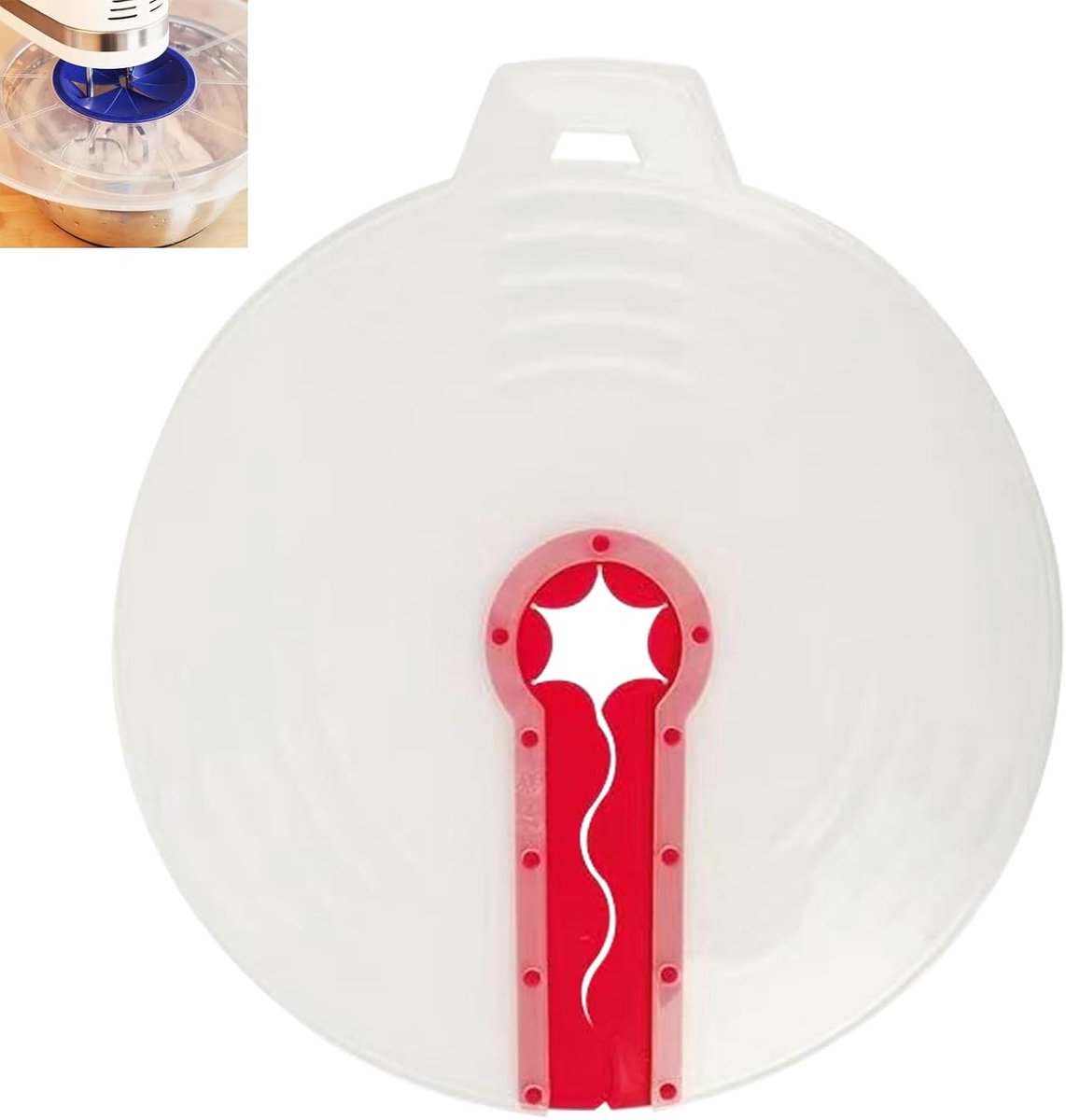 Spatbescherming, mengkom, universeel siliconen deksel, mengkomdeksel voor het kloppen van eieren en slagroom, voorkomt vervelend spatten van het deeg bij het mixen (31 cm)