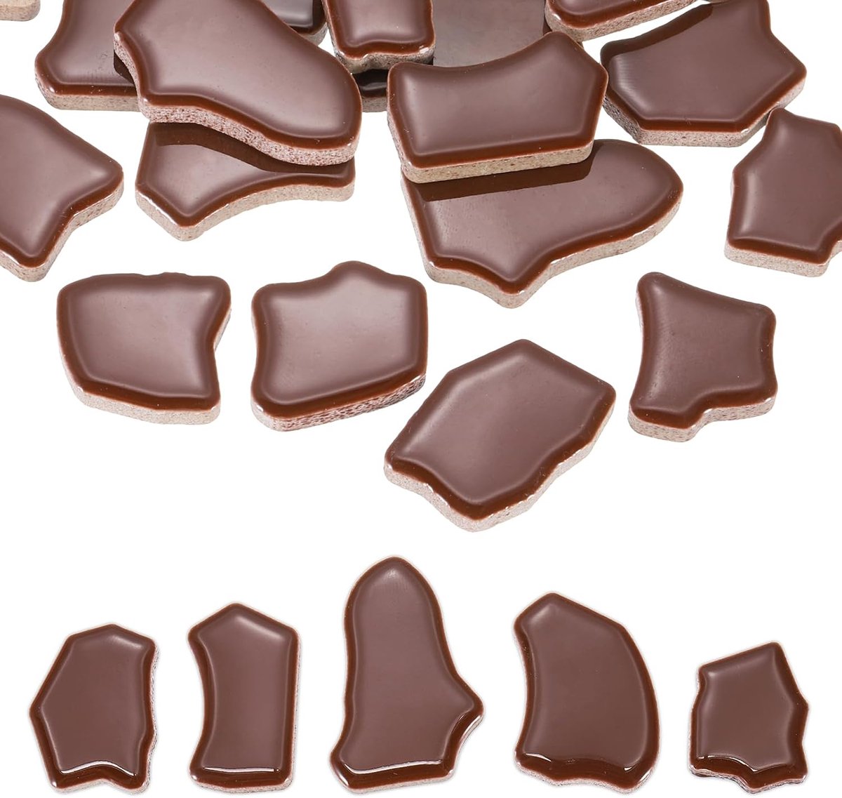 500 g/1 lb Onregelmatige Keramiek Mozaïek Tegels, 0.75"-1.5" Mozaïek Gebeitste Tegel Gebroken Porseleinen Stukken Stenen Bulk voor DIY Craft Maken Vazen Woondecoratie, Bruin