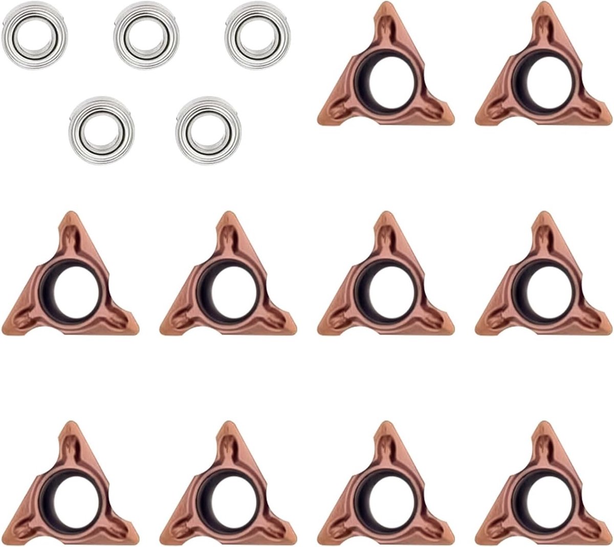 10 stks Driehoek Cutter Heads Ronde Hoek voor Mini Pneumatische Afschuinmachine, Wolfraam Staal Draaien Inserts met 5 Lagers, Schuim Draaien Gereedschap Houder Vervanging Insert voor R Hoek