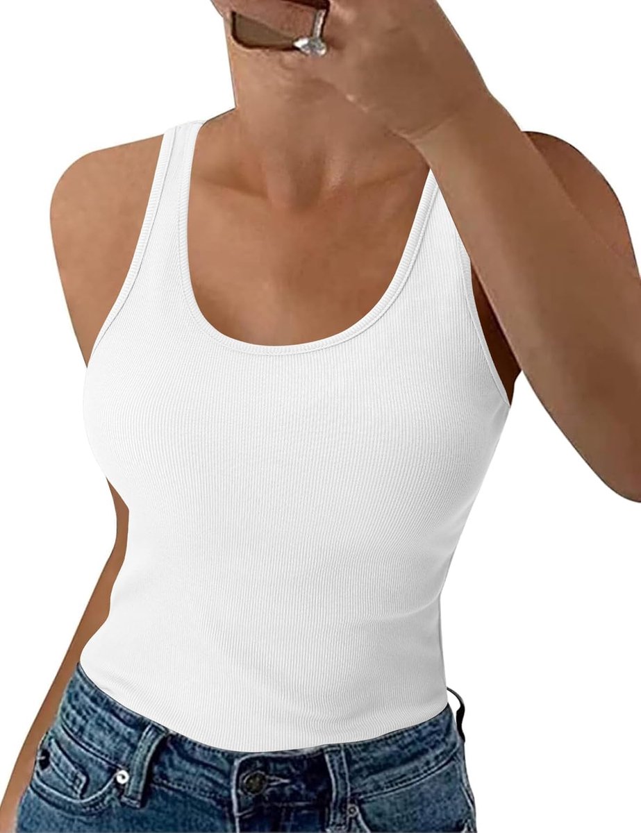 Tanktop voor dames, zomer, slim fit, bovenstuk, mouwloos, geribbeld, basic shirt, ronde hals, vest, katoen, tops, sexy, casual, effen | Basic hemdje voor dames, katoen, effen, casual, ademend, ondergoed, herfst winter gelaagdheid, thuiskleding