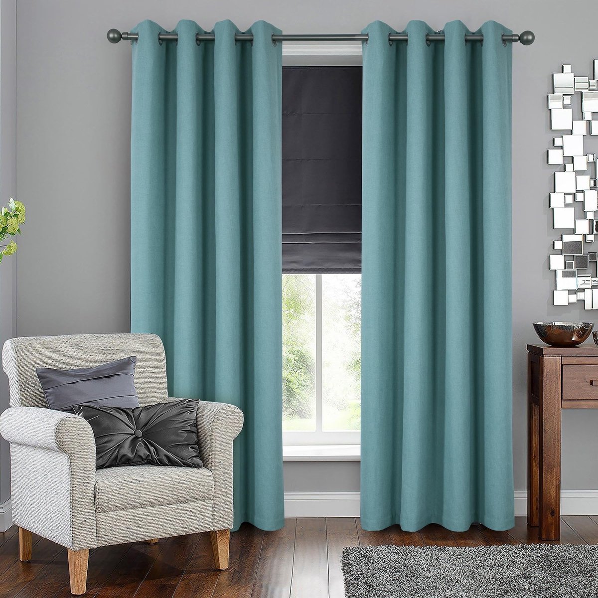SolidKeus - Thermische Verduisterende Gordijnen, Set van 2, Turquoise Blauw, 140 x 245 cm