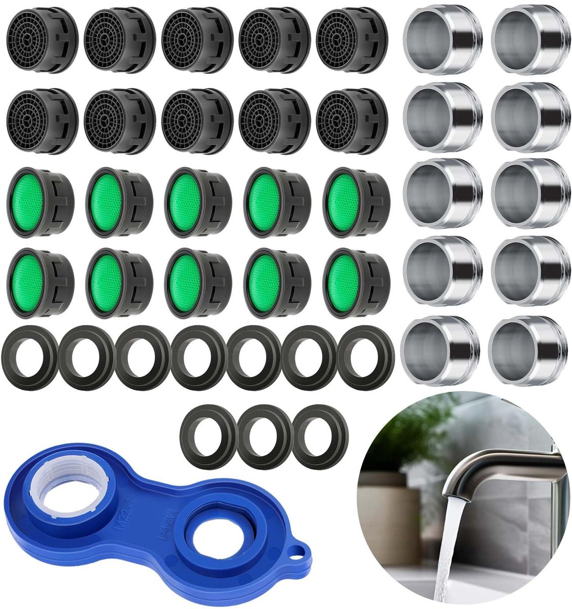 SolidKeus - Set van 10 Kraanaerators M24 met Messing Behuizing