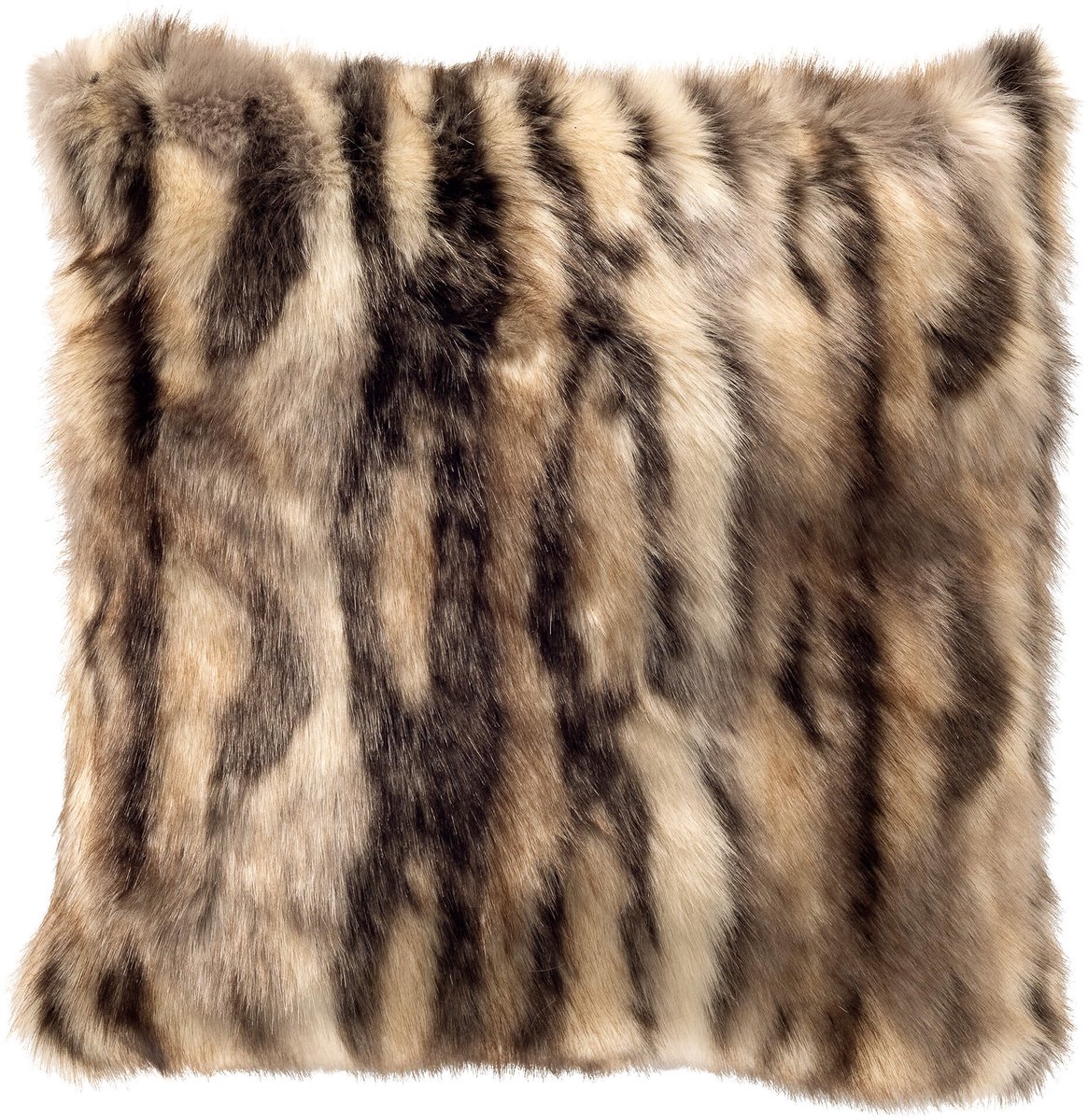 Dutch Decor EGON - sierkussen 45x45 cm - imitatiebont - gestreept - Driftwood - bruin, beige - Inclusief binnenkussen - Luxe kussens voor woonkamer & bank