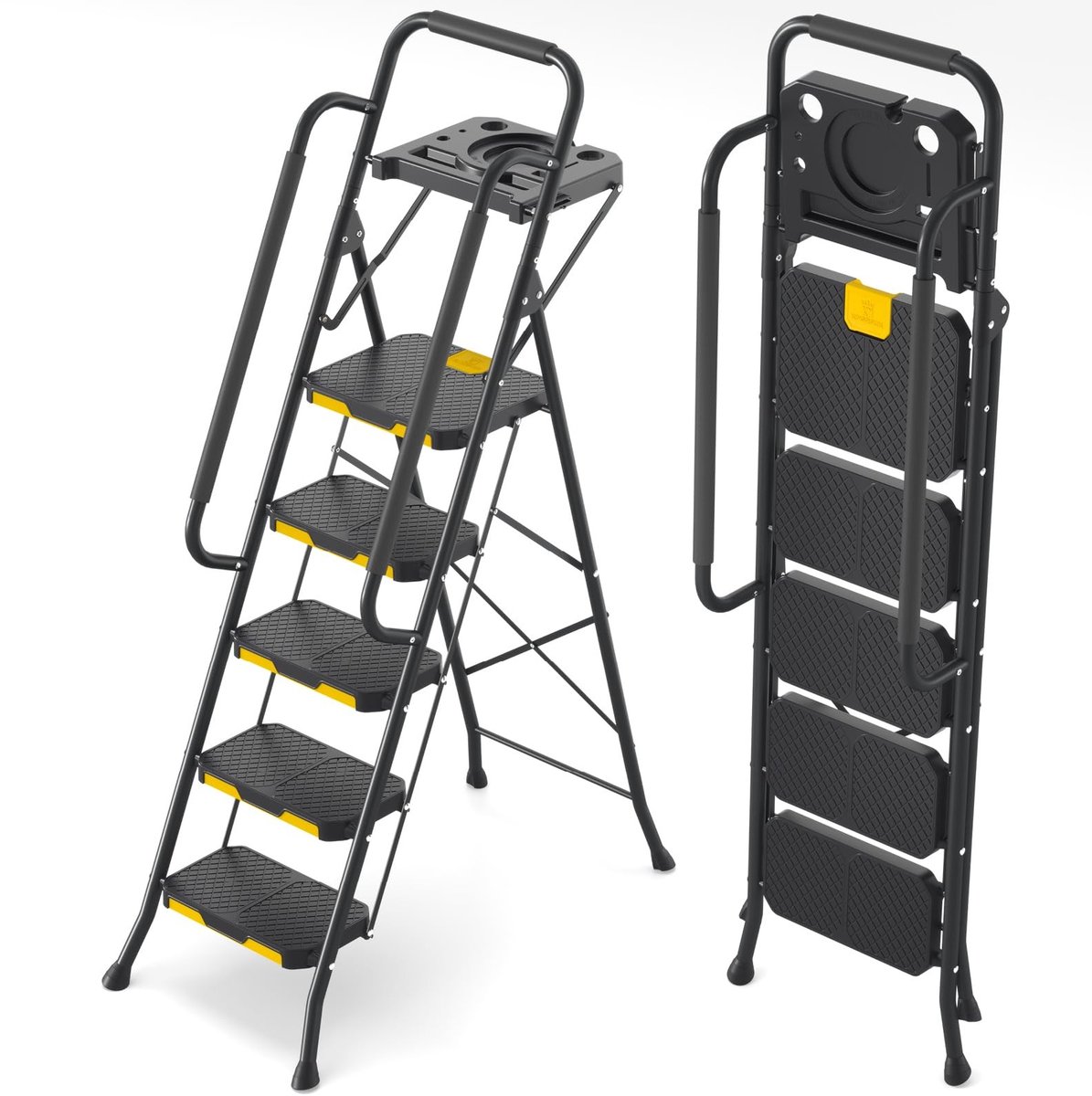 SolidKeus - Stepladder 5 Treden met Veiligheidsrail en Gereedschapsbak