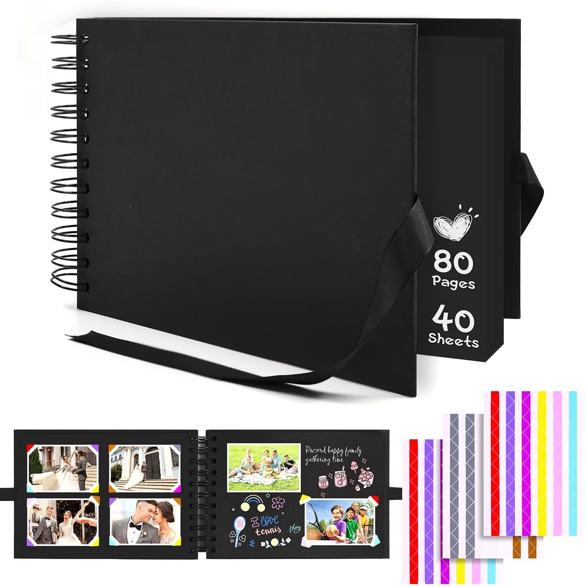SolidKeus - DIY Fotoalbum Scrapbook met 80 Pagina's en Zelfklevende Hoeken