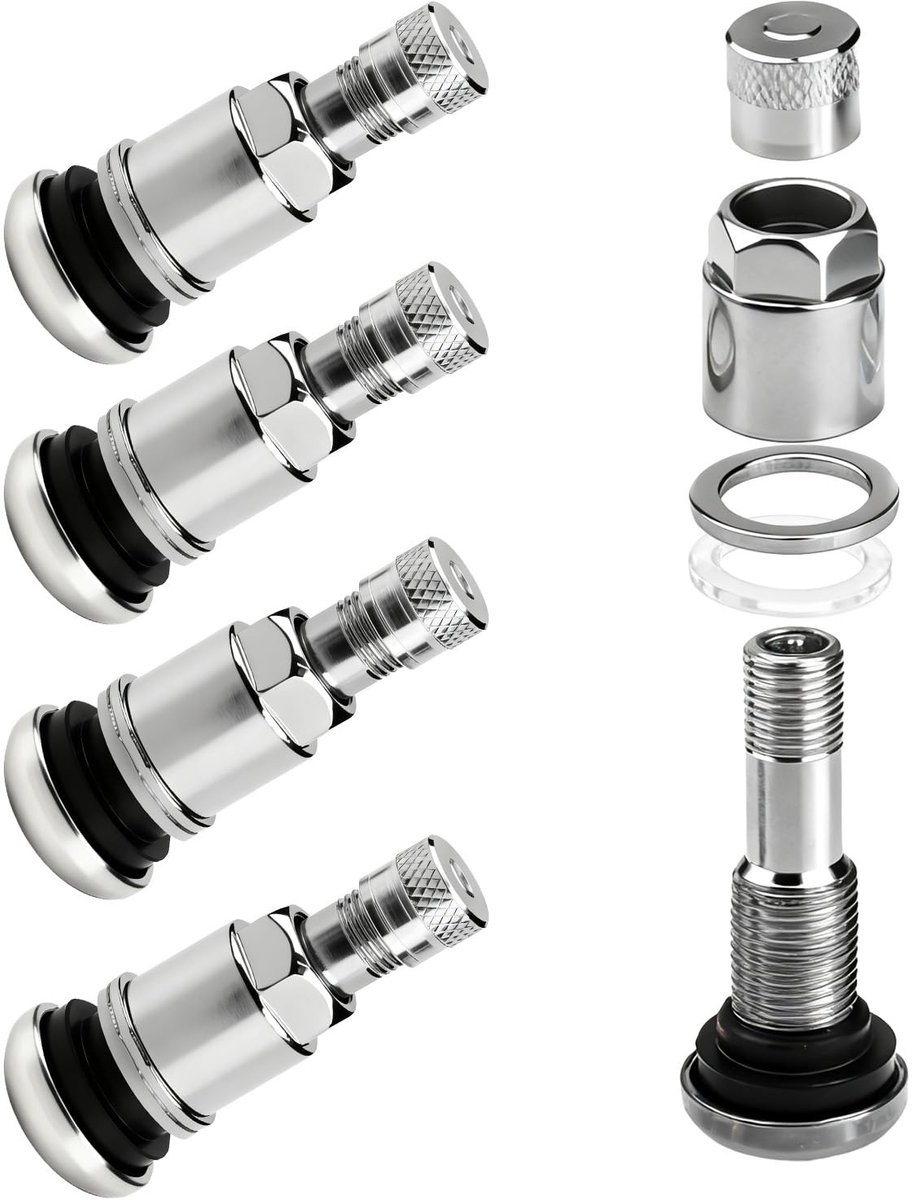 SolidKeus - Set van 4 Universele Auto Ventielbodems voor Banden