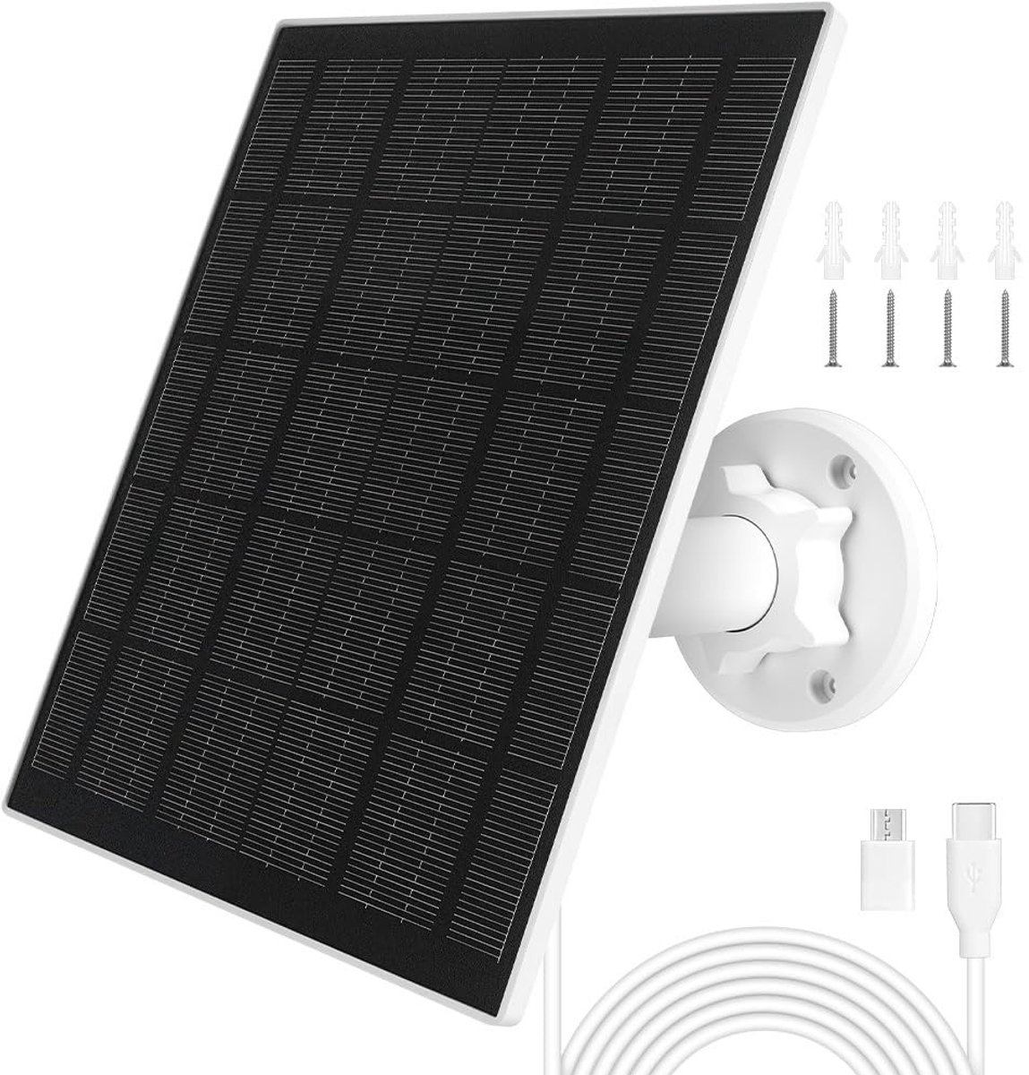 SolidKeus - Solar Panel voor Eufy Camera, 5W, 360° Draaibaar, Waterproof