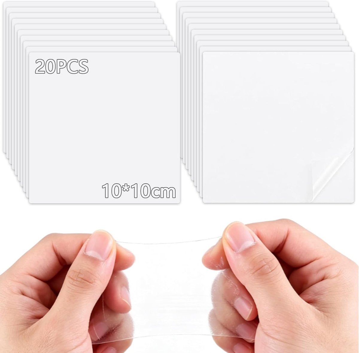 TPU Reparatietape 20 stuks, Waterdichte Tape voor Tent, Canvas en Zeilreparatie, 10x10cm, Ideaal voor Buitengebruik en Bescherming tegen Scheuren