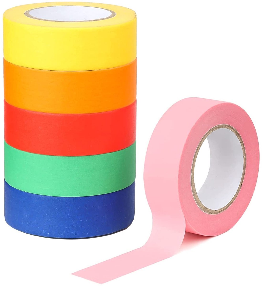 Kleurrijke Washi Tape Set van 6 Rollen, 20MM x 15M, Perfect voor Creatieve Knutselprojecten, Labeling en Planner Decoratie