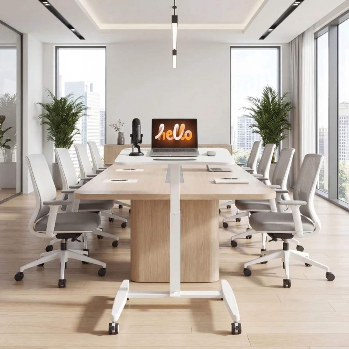 Zit-sta Bureau met Kantelbaar Tafelblad, Veiligheidsstop & 4 Wielen - Verrijdbaar it Sta Bureau - In Hoogte Verstelbaar 75-114 cm - Computerbureau - Computer Tafel - Bureautafel - Desk - Game Bureau - Wit thumbnail 4