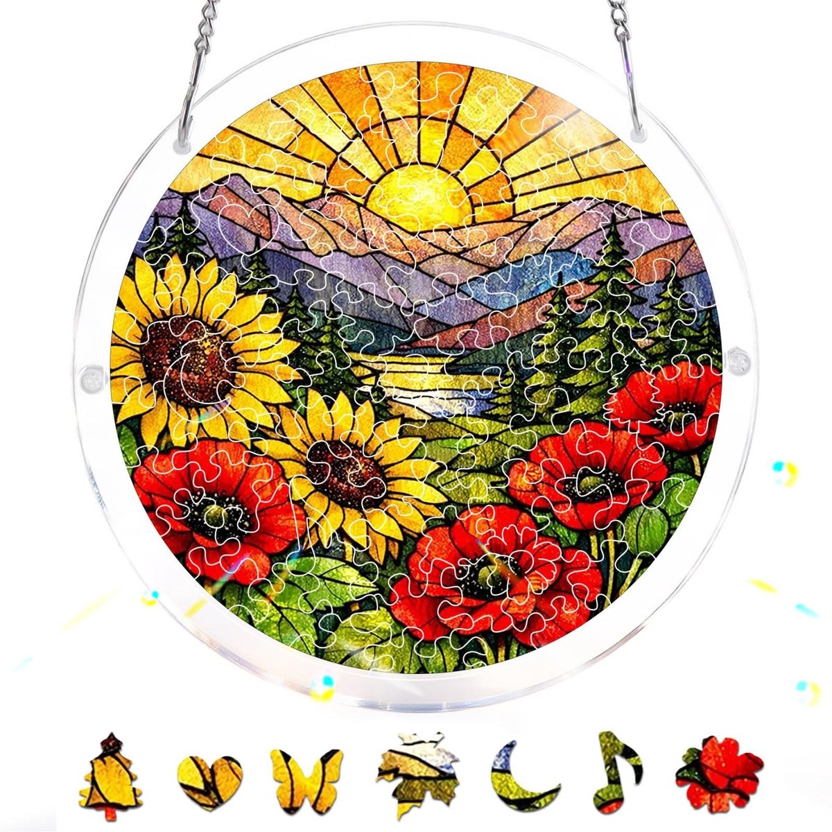 SolidKeus - 83-Delige Acryl Puzzel Zonnvanger Zonnebloem 18x18 cm