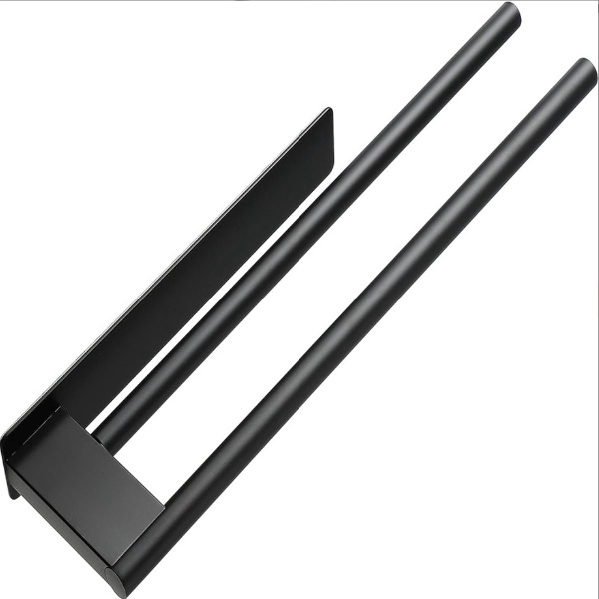COVREO Handdoekrek 39 cm zwart, roestvrij staal, zelfklevend zonder boren