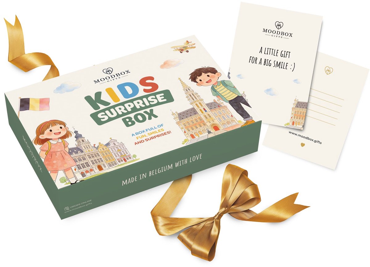Moodbox Gifts - Kids Surprise Box - Cadeaubox voor Kinderen met Belgische Chocolade en Lekkernijen - Gepersonaliseerde Boodschapkaart