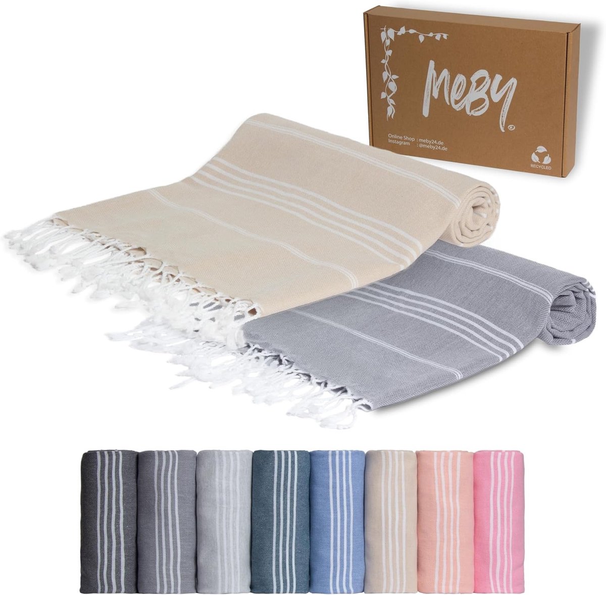 Set van 2 XXL Saunahanddoeken - Beige en Donkergrijs - 100 x 200 cm - 100% Katoen - Voor Sauna, Strand en Reizen