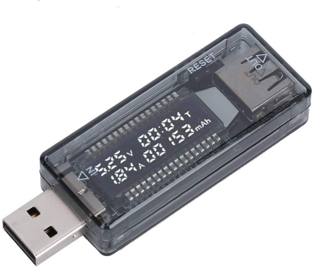 USB Vermogenstester - Zwart - Compact - Nauwkeurige Voltmeter/Ampèremeter voor Mobiele Stroomtesters