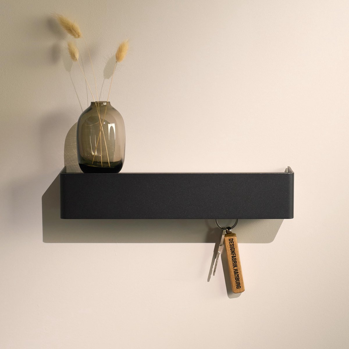 Moderne Sleutelhouder met Plank - Metalen Wandgemonteerd Sleutelrek - Minimalistisch Design voor Sleutels, Brieven & Kleine Accessoires - Wand Organizer voor Hal, Entree, Gang & Woonruimte - Zwa