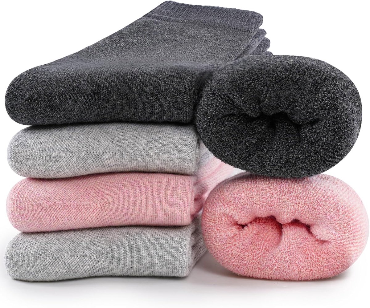 Winterwarmte Socks–Dikke Comfortabele Crew Socks Met Frottezool,Geschikt Voor Binnen en Buiten,6 Paren, Maten 35-38 39-42, Eénkleurig en Gestreept